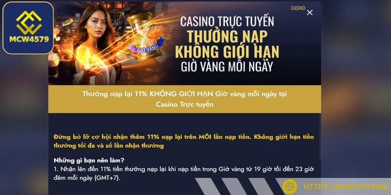 MCW4579 thường xuyên có các chương trình thưởng nạp lại